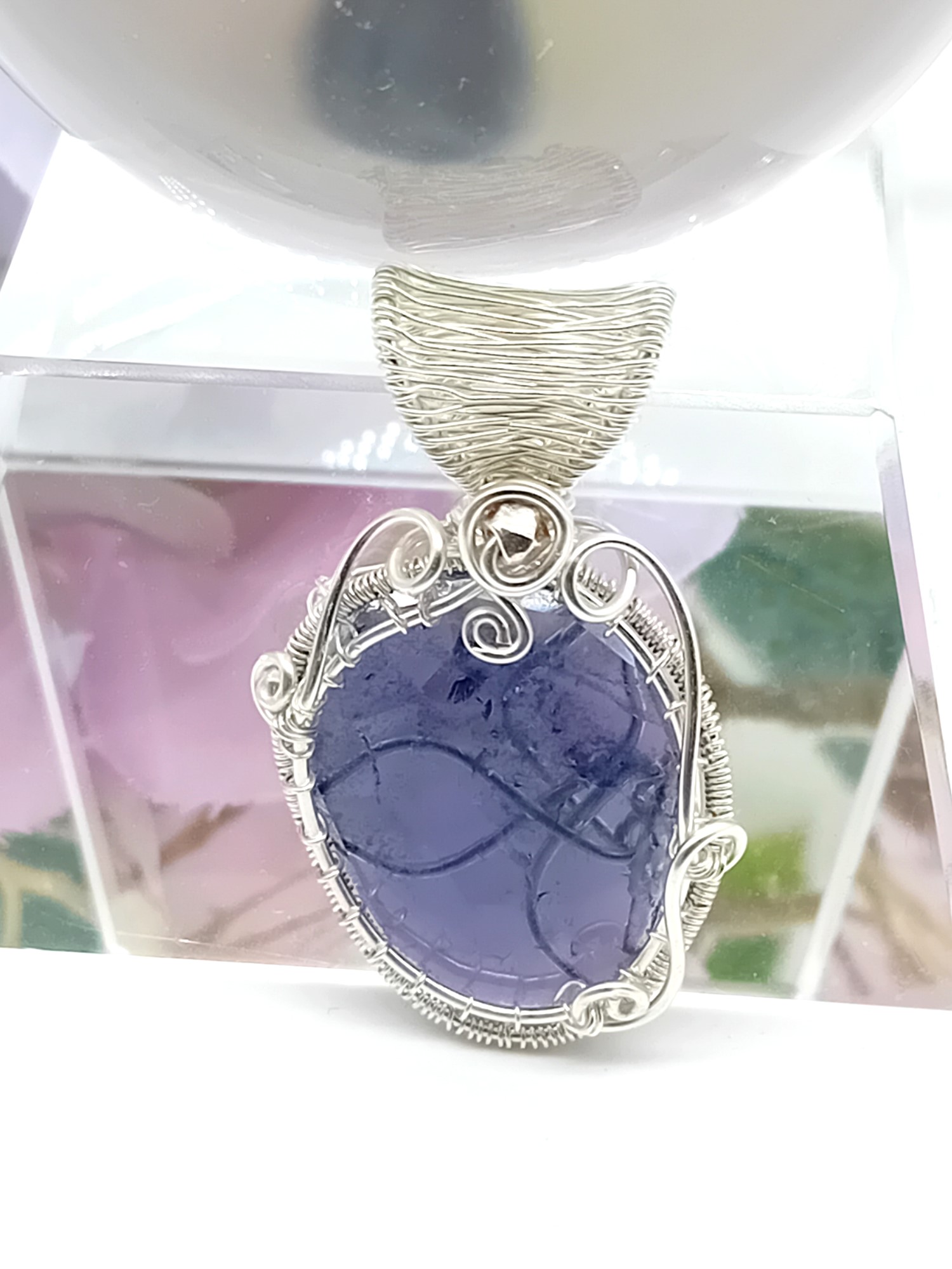 Anhänger Tansanit oval 925 Silber Rosecut Schliff – Bild 4