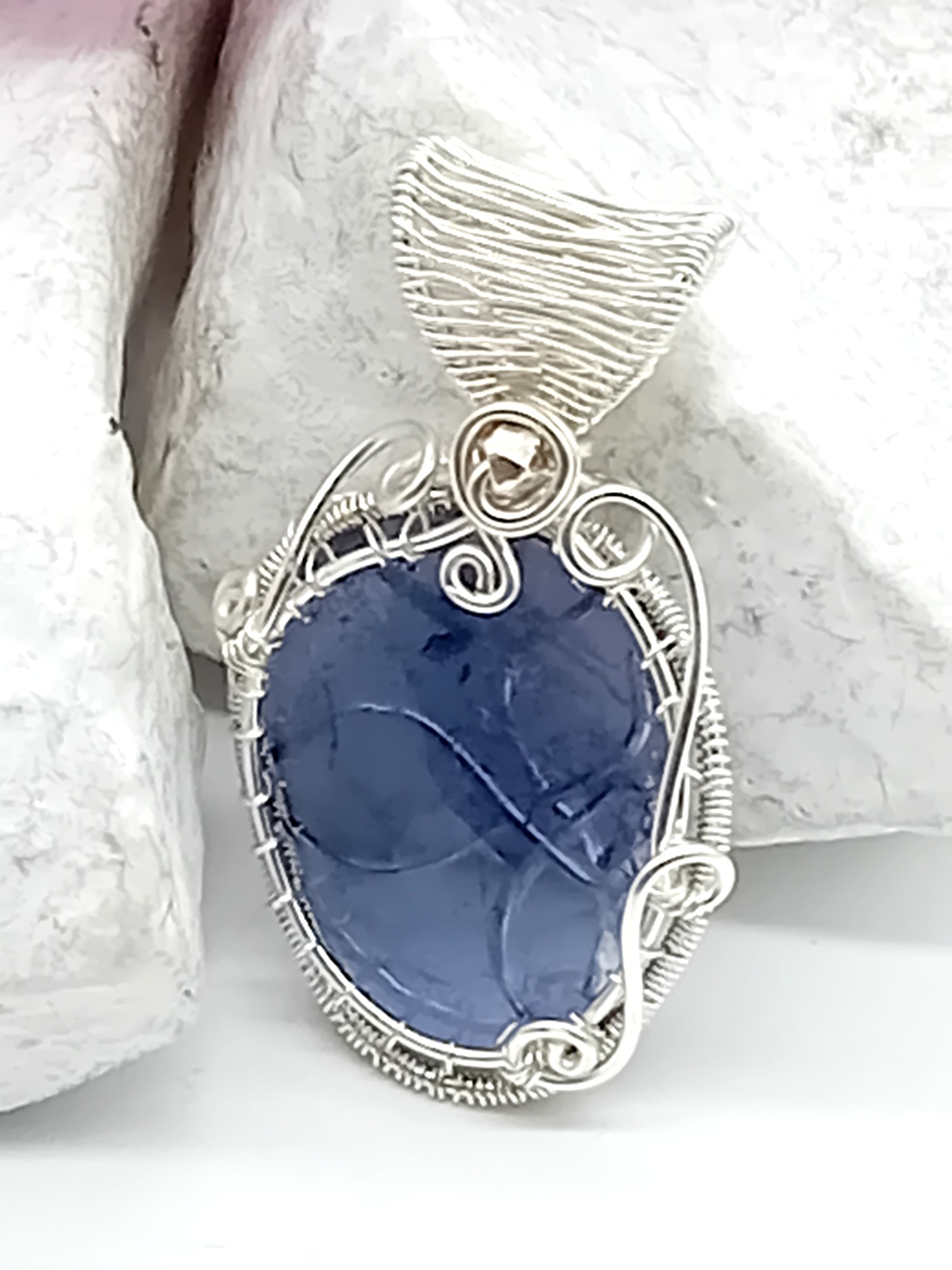 Anhänger Tansanit oval 925 Silber Rosecut Schliff – Bild 6