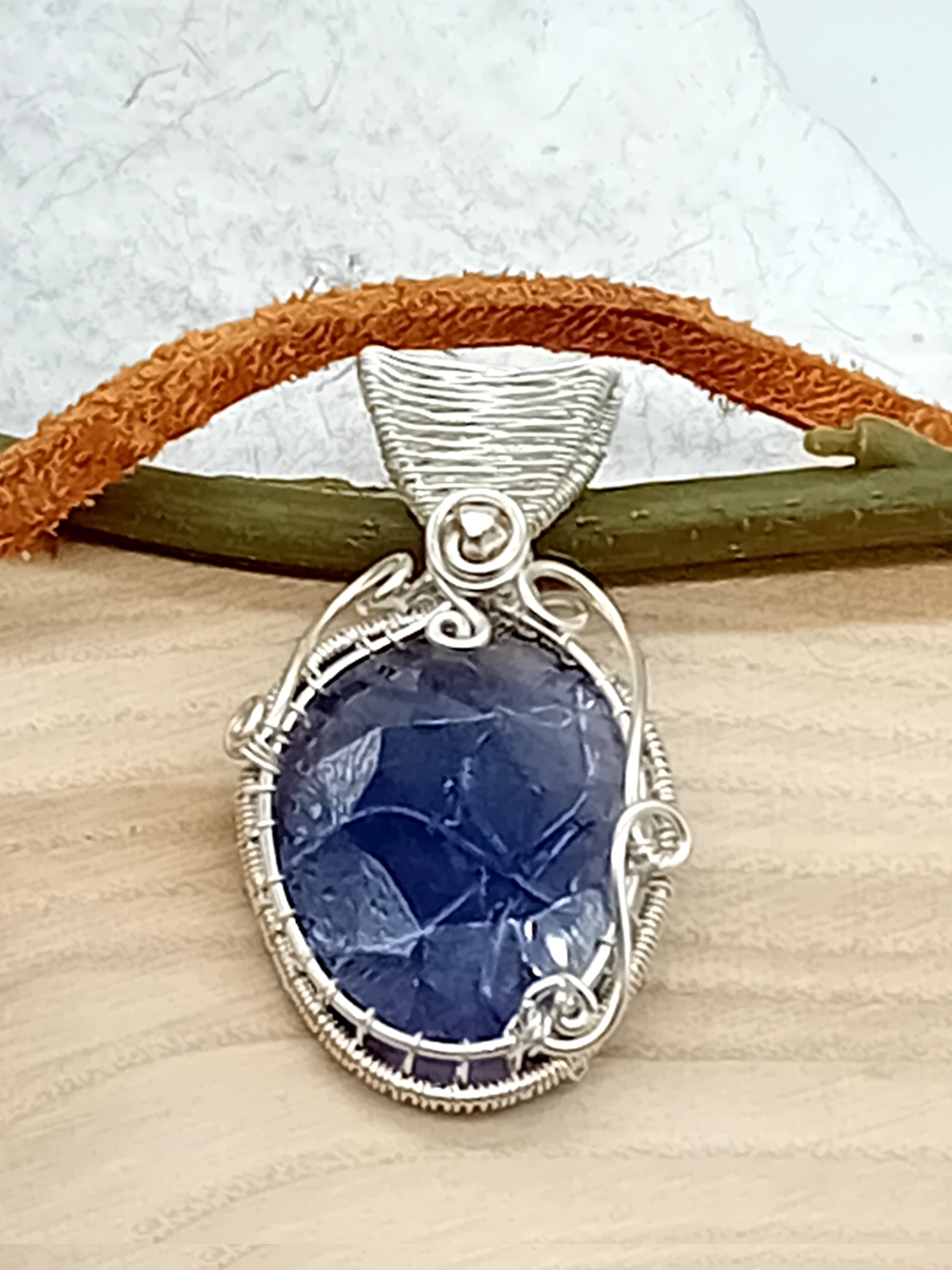 Anhänger Tansanit oval 925 Silber Rosecut Schliff – Bild 9