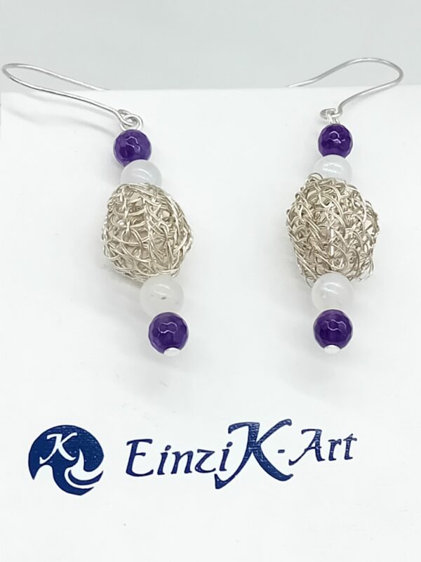 Ohrhänger Viking Knit 925 Silber mit Amethyst und Labradorit – Bild 4