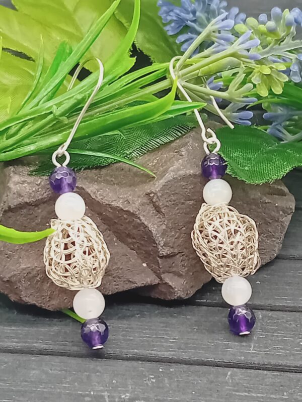 Ohrhänger Viking Knit 925 Silber mit Amethyst und Labradorit – Bild 2