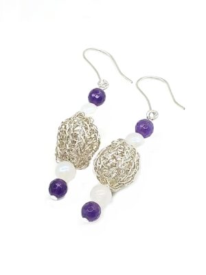 Ohrhänger Viking Knit 925 Silber mit Amethyst und Labradorit