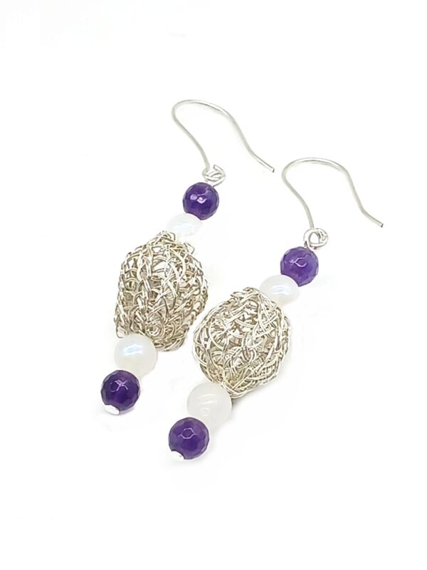 Ohrhänger Viking Knit 925 Silber mit Amethyst und Labradorit