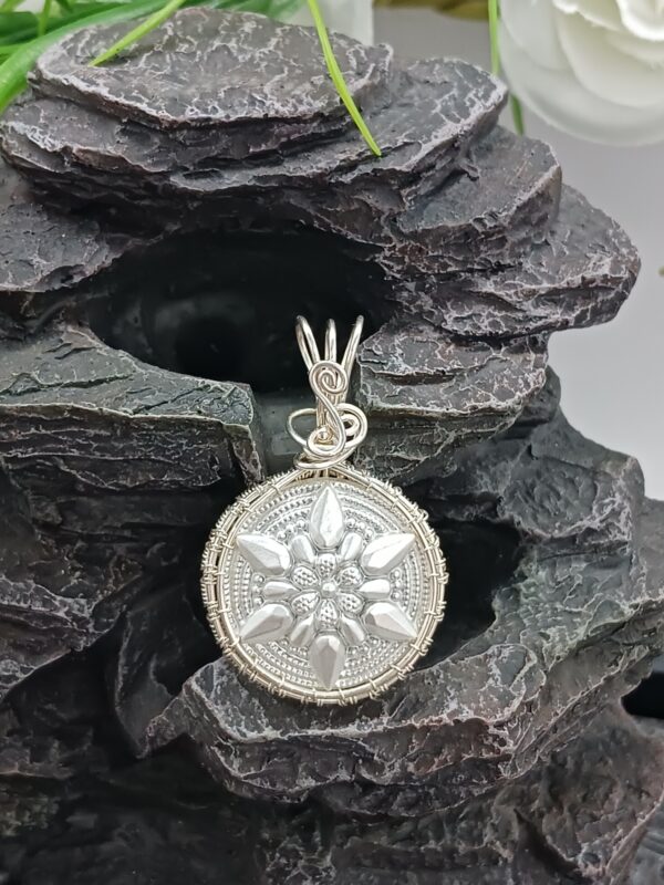 Schmuckanhänger weiß Glas Motiv Edelweiß 925 Sterlingsilber – Bild 7
