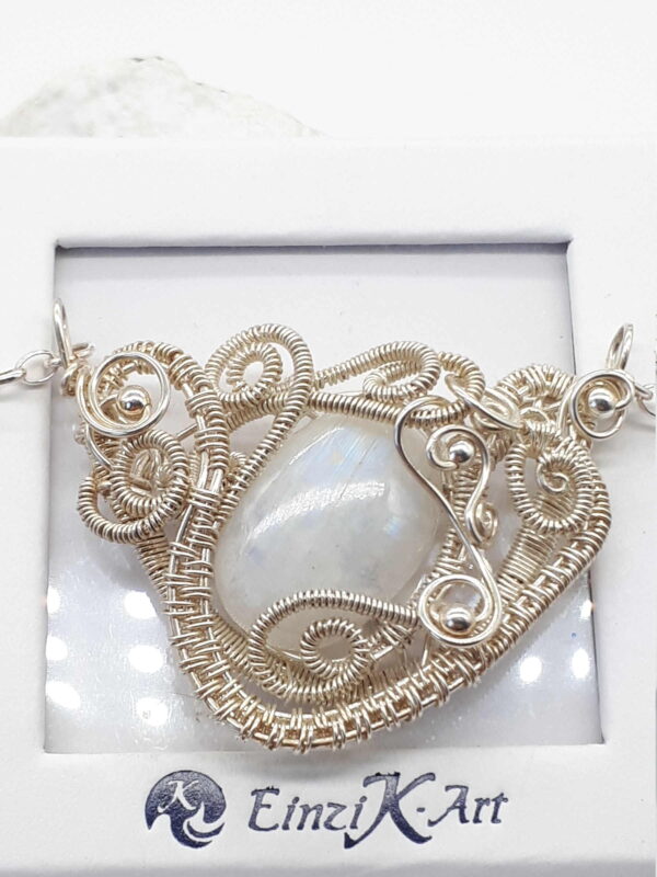 Schmuckanhänger Weißer Labradorit 925 Silber mit Kette – Bild 9