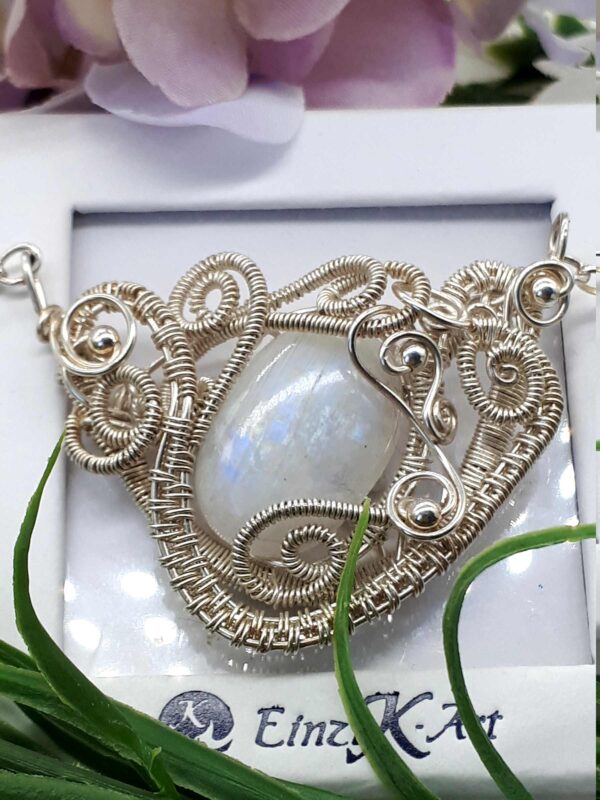 Schmuckanhänger Weißer Labradorit 925 Silber mit Kette – Bild 7