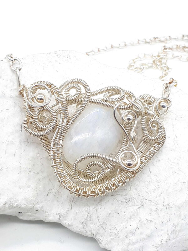 Schmuckanhänger Weißer Labradorit 925 Silber mit Kette – Bild 3