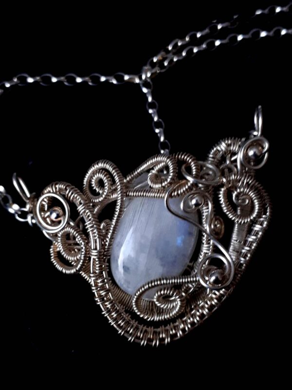 Schmuckanhänger Weißer Labradorit 925 Silber mit Kette – Bild 8