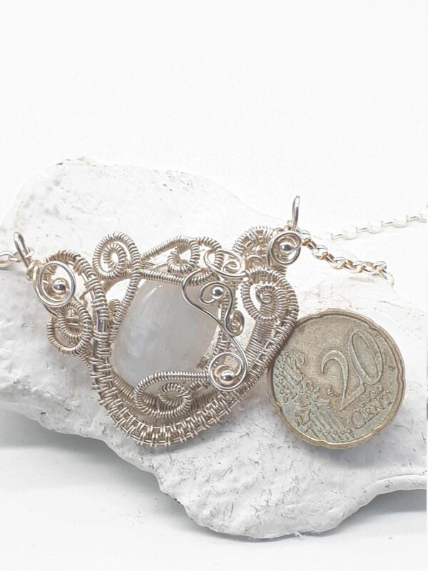 Schmuckanhänger Weißer Labradorit 925 Silber mit Kette – Bild 5