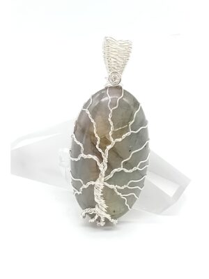 Anhänger Labradorit mit Lebensbaum in Sterlingsilber