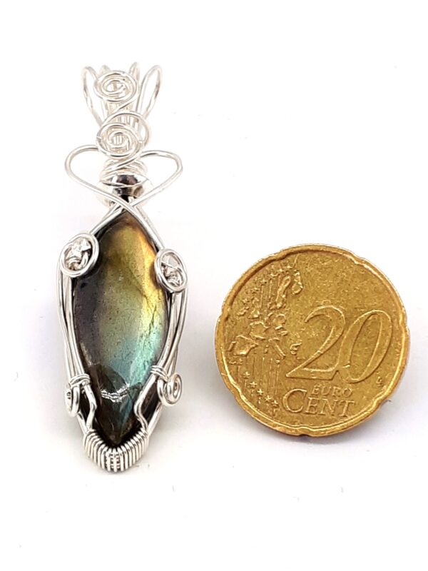 Kettenanhänger Labradorit in Navette-Form Sterlingsilber – Bild 4