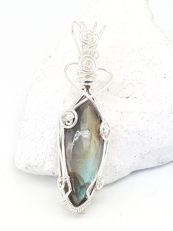 Kettenanhänger Labradorit in Navette-Form Sterlingsilber – Bild 5