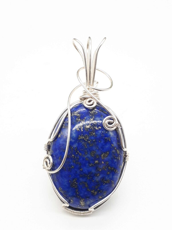 Schmuckanhänger Lapislazuli blau gewebt in Sterlingsilber