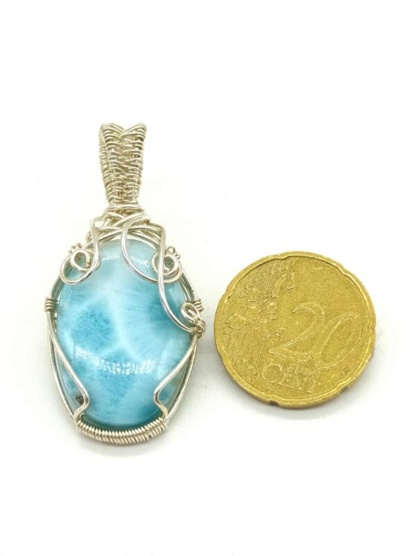 Schmuckanhänger mit blau-türkisfarbenen Larimar in 925 Silber – Bild 6