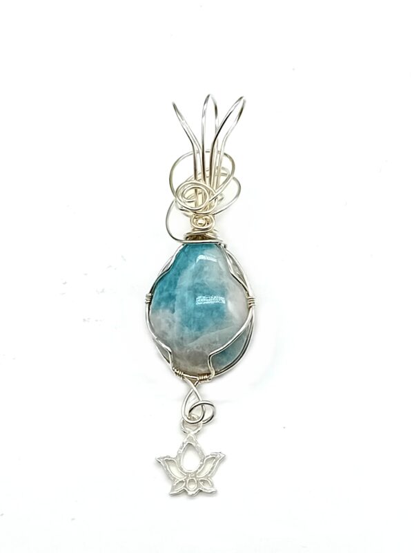 Schmuckanhänger aus Lazulit in 925 Sterlingsilber und Mini-Seerosenanhänger