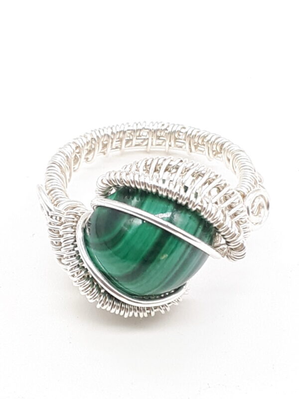 Ring Malachit Cabochon 925 Silber Gr. 17,5 Umfang 57,5