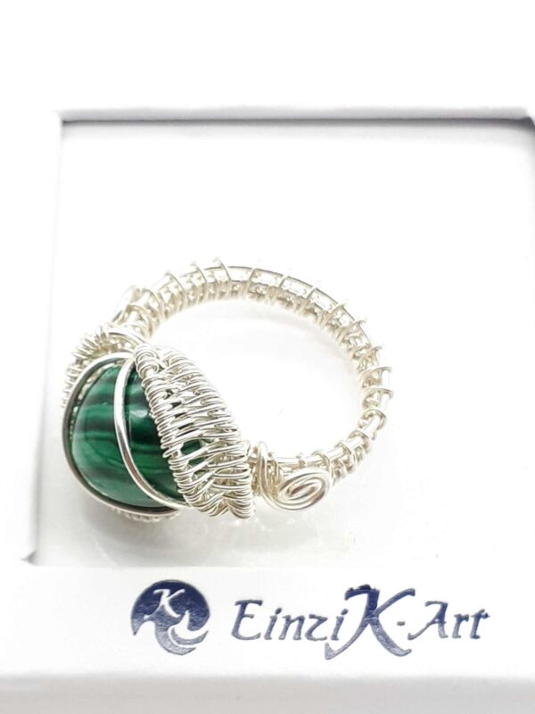 Ring Malachit Cabochon 925 Silber Gr. 17,5 Umfang 57,5 – Bild 4