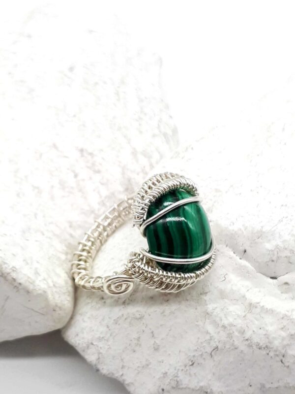 Ring Malachit Cabochon 925 Silber Gr. 17,5 Umfang 57,5 – Bild 5