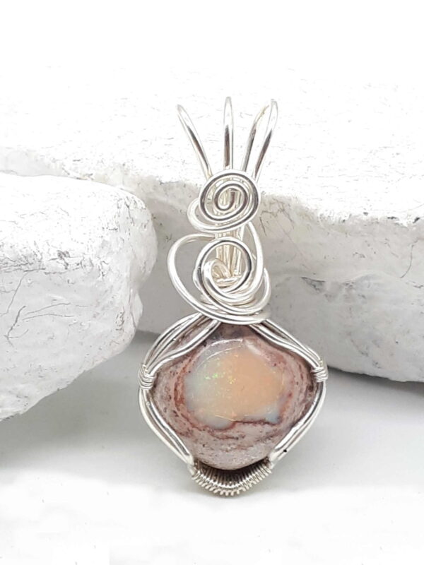 Kettenanhänger klein aus Matrix-Opal in 925 Silber – Bild 2