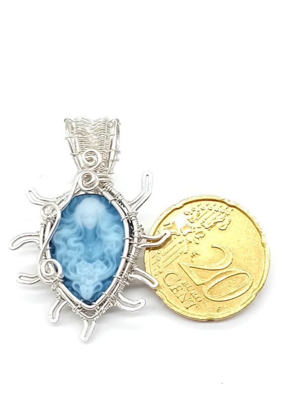 Schmuckanhänger blaue Achat Kamee Göttin 925 Silber – Bild 8