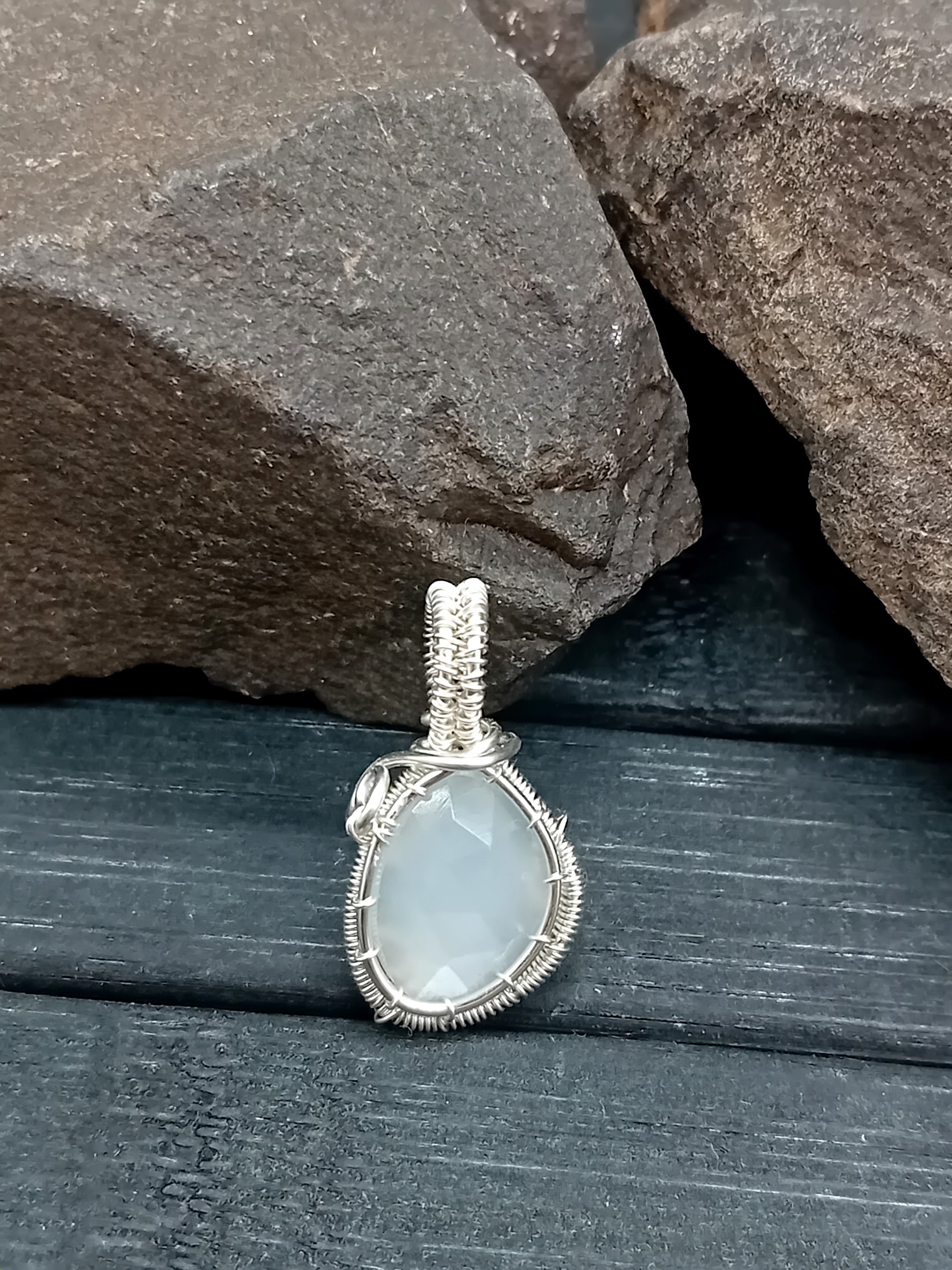 Anhänger Mondstein  zart-schimmernd  925 Silber – Bild 7