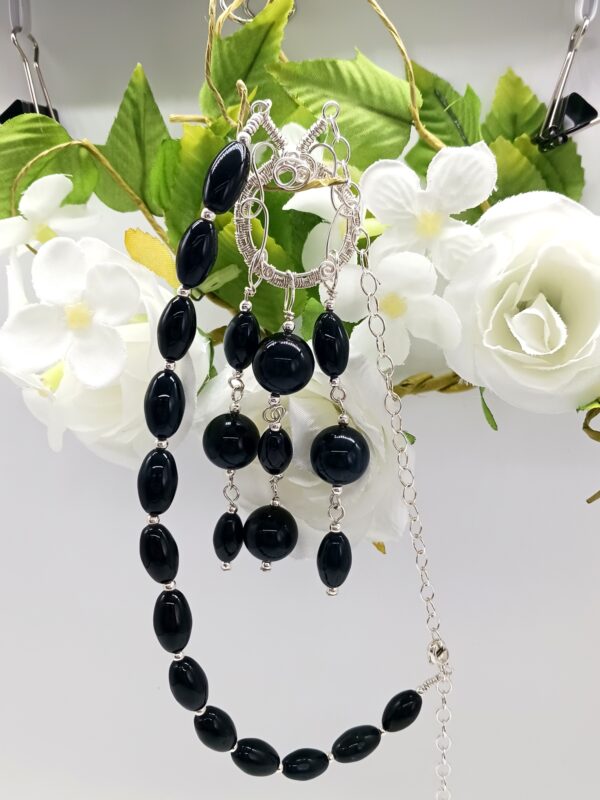 Halskette mit Obsidian-Falkenauge in schwarz Sterlingsilber 50 cm – Bild 9
