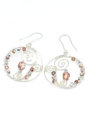 Ohrhänger rund aus 925 Silber mit Glasperlen