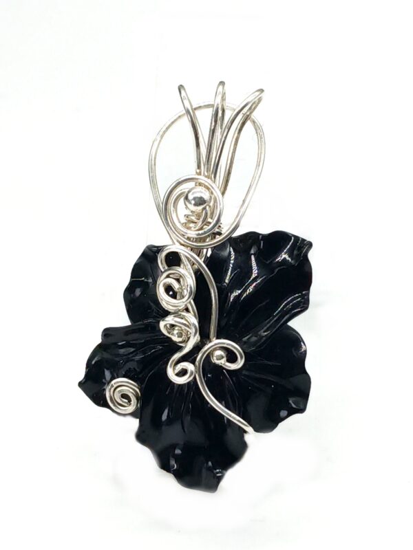 Schmuckanhänger Onyxblüte schwarz gefärbt 925 Silber