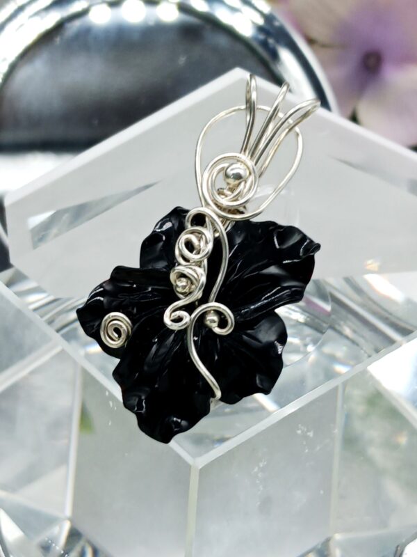 Schmuckanhänger Onyxblüte schwarz gefärbt 925 Silber – Bild 6
