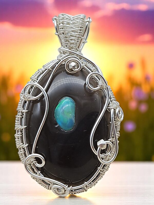 Anhänger Opal in Obsidian – Bild 3