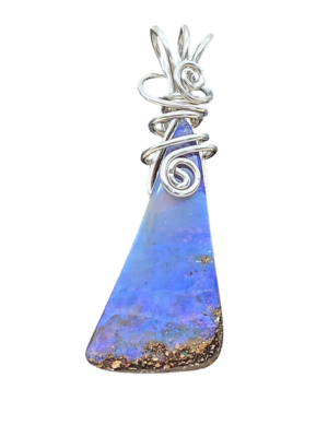 Anhänger Boulderopal blau mit Sterlingsilberöse