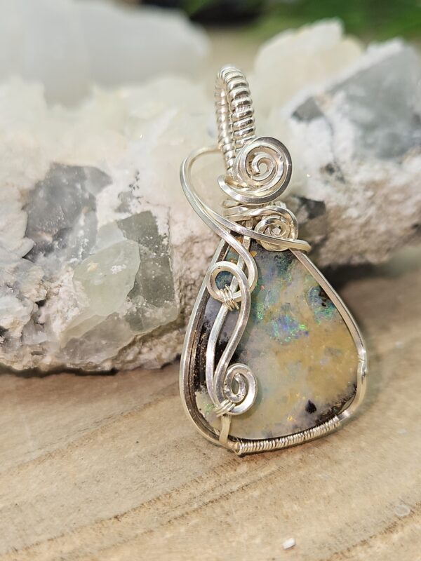 Anhänger Boulderopal türkis in Sterlingsilber – Bild 4