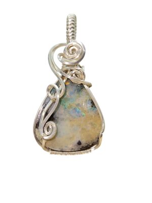 Anhänger Boulderopal türkis in Sterlingsilber