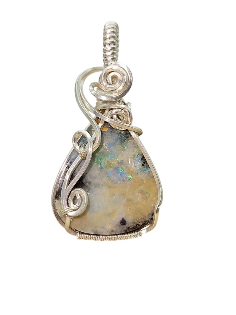 Anhänger Boulderopal türkis in Sterlingsilber