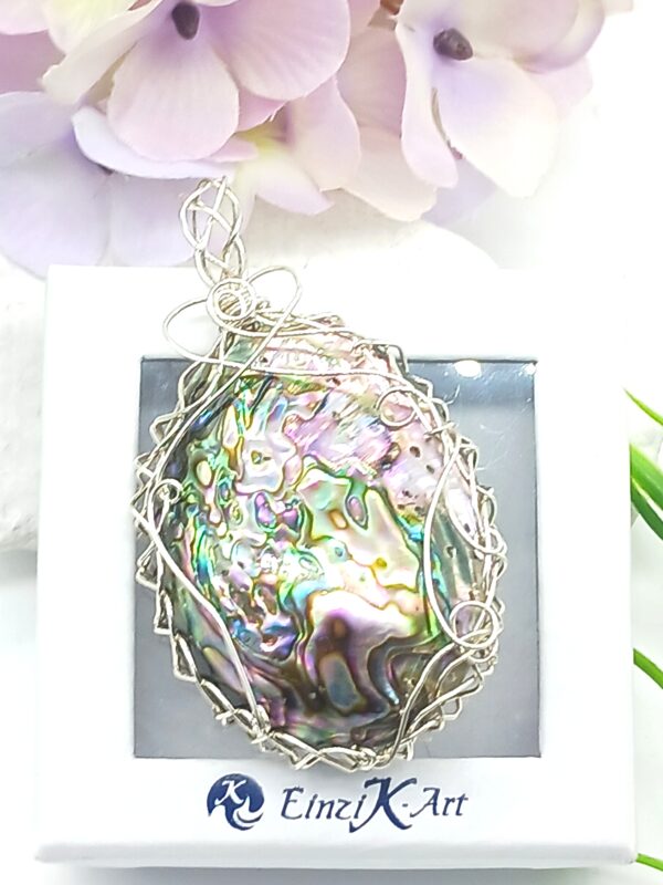 Kettenanhänger Paua-Muschel Abalone in 925 Sterlingsilber – Bild 5