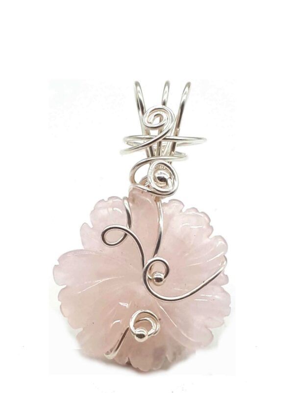 Kettenanhänger mit Rosenquarz-Blüte in 925 Silber