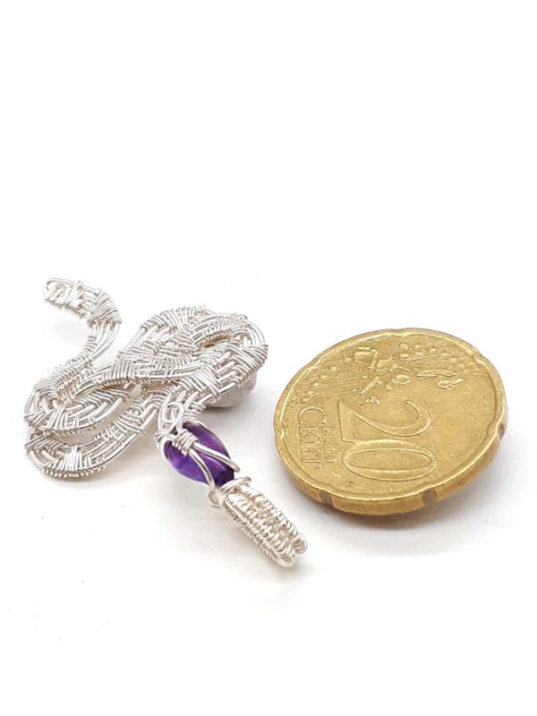 Kettenanhänger Schlange groß mit Amethyst in 925 Silber – Bild 4