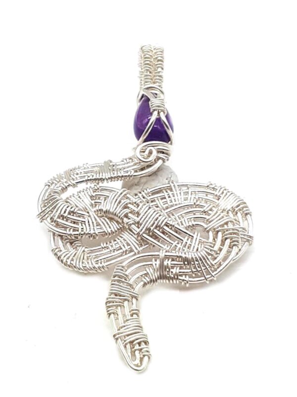 Kettenanhänger Schlange groß mit Amethyst in 925 Silber