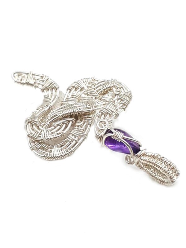 Kettenanhänger Schlange groß mit Amethyst in 925 Silber – Bild 2