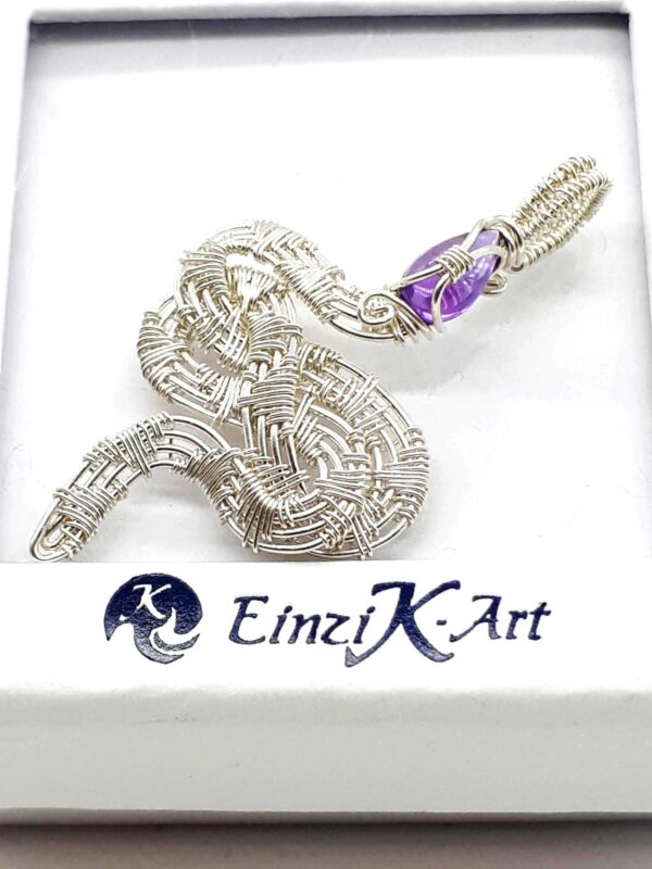 Kettenanhänger Schlange groß mit Amethyst in 925 Silber – Bild 3