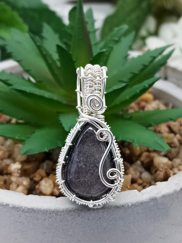 Schmuckanhänger Silberobsidian klein in 925 Sterlingsilber – Bild 6