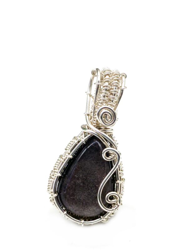 Schmuckanhänger Silberobsidian klein in 925 Sterlingsilber