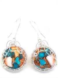 Türkis-Cabochons Ohrringe mit Fassung in 925 Sterling Silber