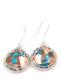 Türkis-Cabochons Ohrringe mit Fassung in 925 Sterling Silber