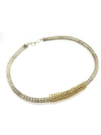 Halskette Schlauchkette aus 585 Gold und 925 Silber im Wikingerstrick
