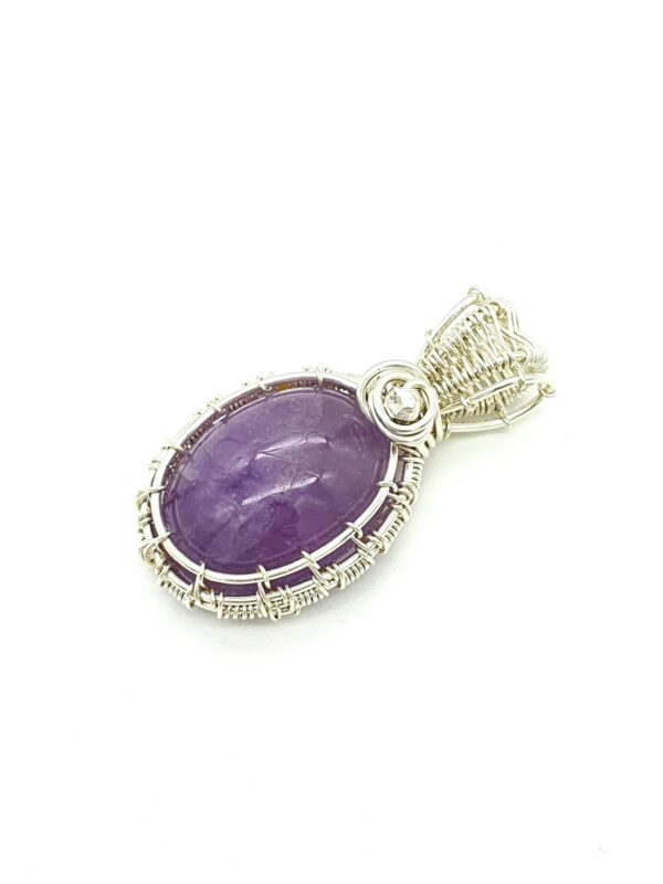 Kettenanhänger Amethyst handgewebt Einzelstück – Bild 2