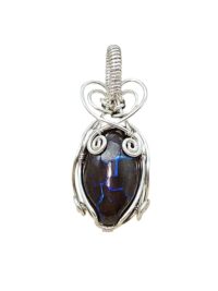 Anhänger Boulderopal blau in Sterlingsilber