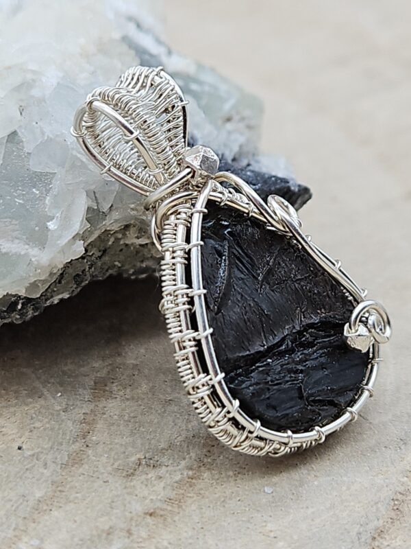 Anhänger Obsidian mit roher Oberfläche in Sterlingsilber – Bild 4