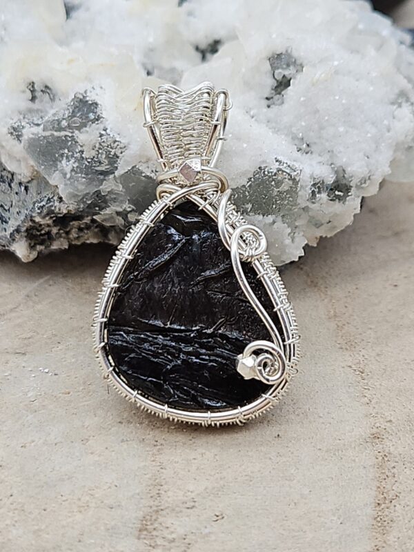 Anhänger Obsidian mit roher Oberfläche in Sterlingsilber – Bild 5